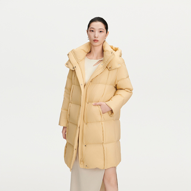 12669790.【商场同款】艾莱依格调系列极简可脱卸连帽鸭绒服女高充加厚羽绒服外套