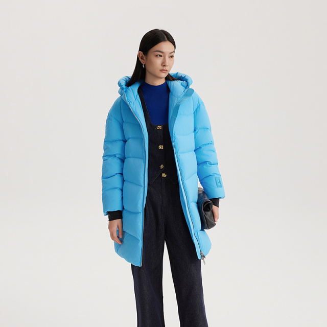 12669780.【商场同款】艾莱依形色系列高充加厚鹅绒服女中长款连帽羽绒服外套