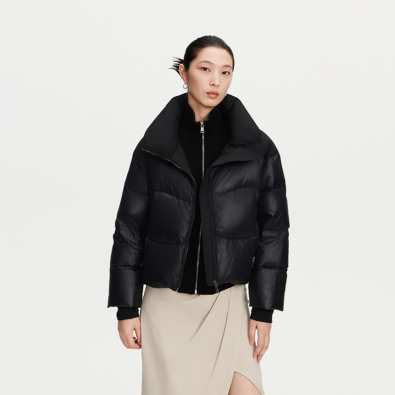 12669785.【商场同款】艾莱依形色系列休闲百搭立领面包服短款鹅绒服女式外套