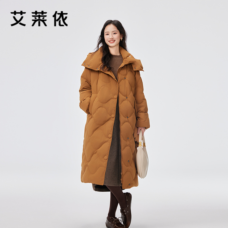 12669781.【商场同款】艾莱依暖绒系列可脱卸连帽高充加厚羽绒服女长款鸭绒服外套