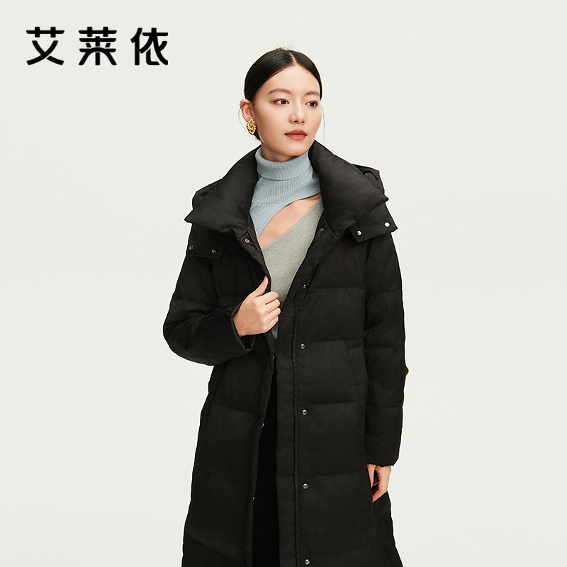 12669779.【商场同款】艾莱依复古新中式盘扣腰带收腰羽绒服女长款可脱卸帽鸭绒服