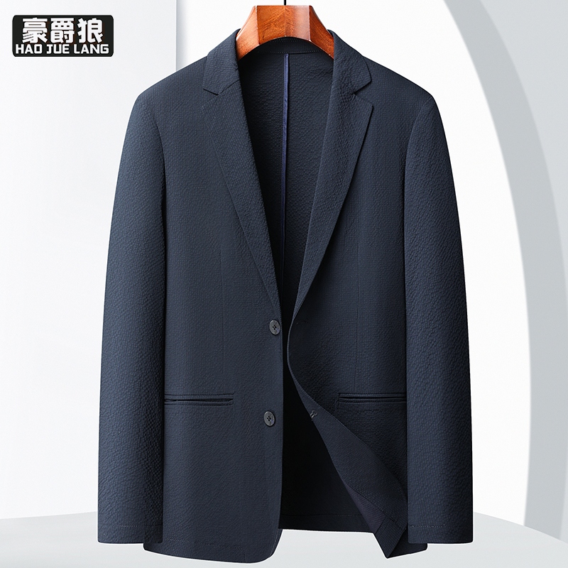 12676793.春秋新款高端休闲西服外套男高级感商务休闲纯色日常百搭男士单西
