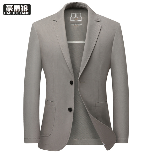 12676811.春秋新款男士商务休闲轻奢纯色单西便西外套高级感经典日常百搭西服男