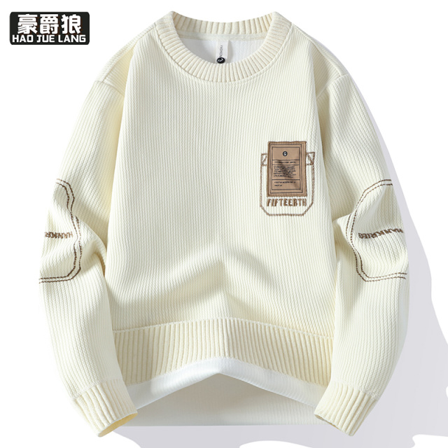 12689235.秋季新款圆领卫衣男士潮牌休闲帅气高级感长袖T恤休闲百搭打底衫上衣
