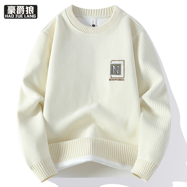 12689236.秋季新款重磅卫衣男潮流经典刺绣圆领打底衫日常百搭男士长袖上衣