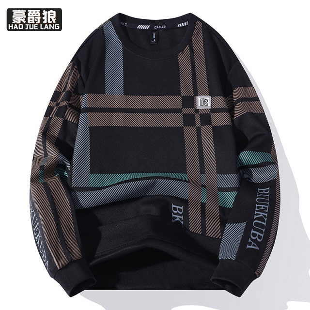 12689293.秋季新款卫衣潮流时尚字母印花圆领套头日常简约休闲百搭男士上衣