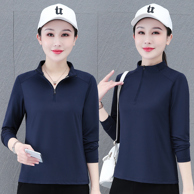 12694658.淘贝鼠春秋新款女式半拉链运动休闲减龄T恤【淘贝鼠女装QD】