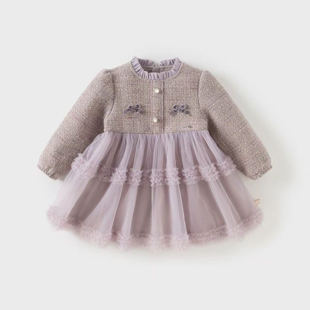 12696874.戴维贝拉女童小香风连衣裙冬装宝宝公主裙儿童裙子
