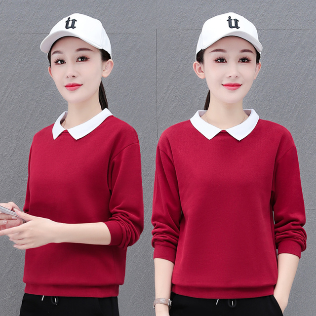 12694668.淘贝鼠秋冬新款女式时髦翻领简约百搭卫衣【淘贝鼠女装QD】