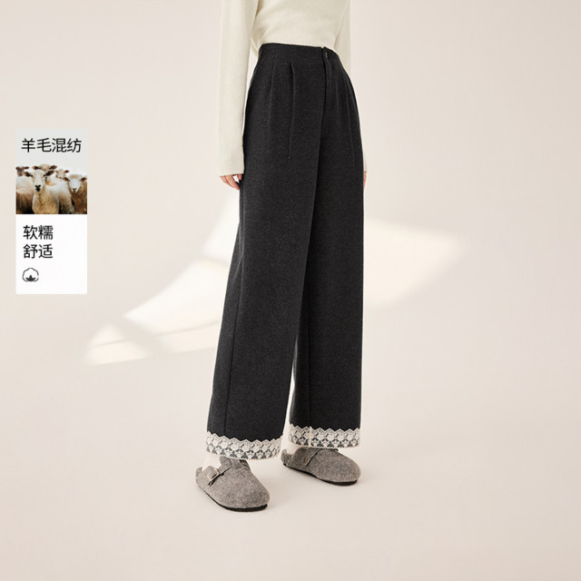12720565.2025冬装毛呢西装裤女含羊毛宽松通勤职场高腰直筒裤