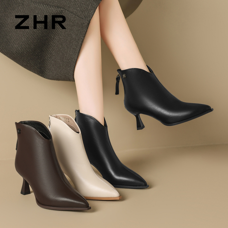 12736339.【ZHR则则】细跟鞋尖头后拉链细跟女鞋[PU]