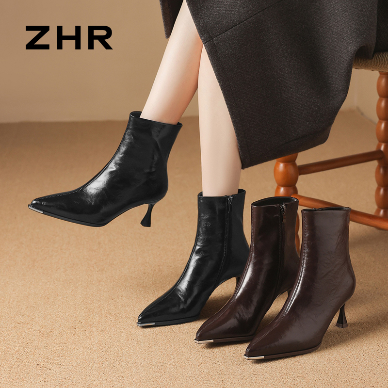12736351.【ZHR则则】细跟鞋尖头侧拉链细跟女鞋[PU]