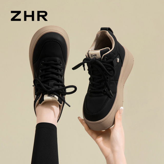 12736394.【ZHR则则】高帮鞋圆头系带厚底女鞋[超纤]