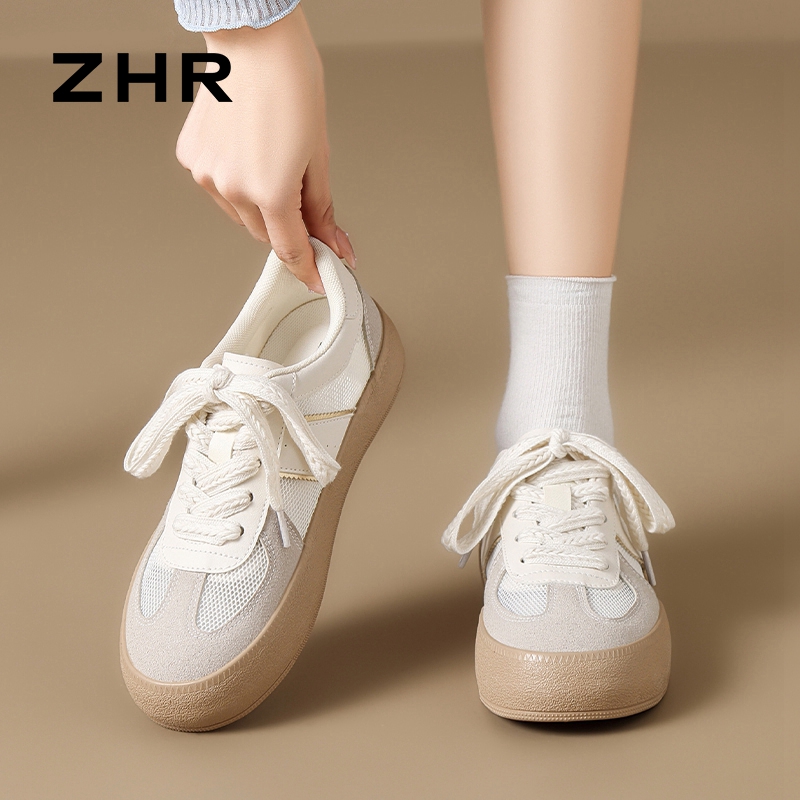 12736327.【ZHR则则】德训鞋圆头系带厚底女鞋[网布+PU+超纤]