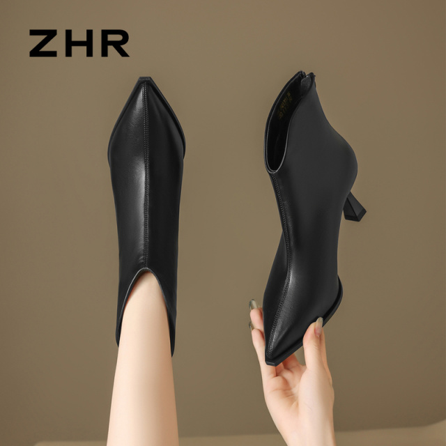12736339.【ZHR则则】细跟鞋尖头后拉链细跟女鞋[PU]