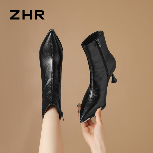 12736351.【ZHR则则】细跟鞋尖头侧拉链细跟女鞋[PU]