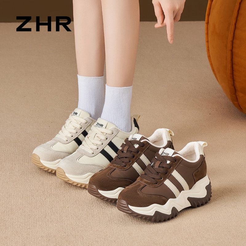 12736859.【ZHR则则】内增高阿甘鞋圆头系带厚底女鞋[PU+猪巴戈]