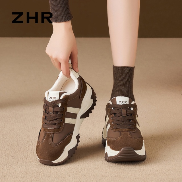 12736859.【ZHR则则】内增高阿甘鞋圆头系带厚底女鞋[PU+猪巴戈]