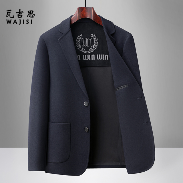 12719929.秋季新款绵羊毛西装外套男士商务休闲轻奢西服日常舒适百搭上衣男