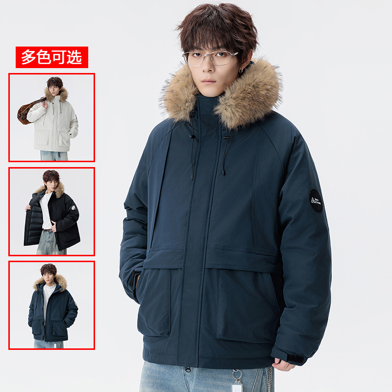 12721566.衣仕梵秋冬新款男式毛领工装潮牌美式情侣款派克服【衣仕梵男装QD】