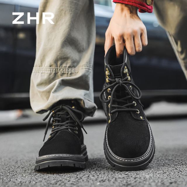 12736648.【ZHR则则】工装靴圆头系带厚底女鞋[猪巴戈]