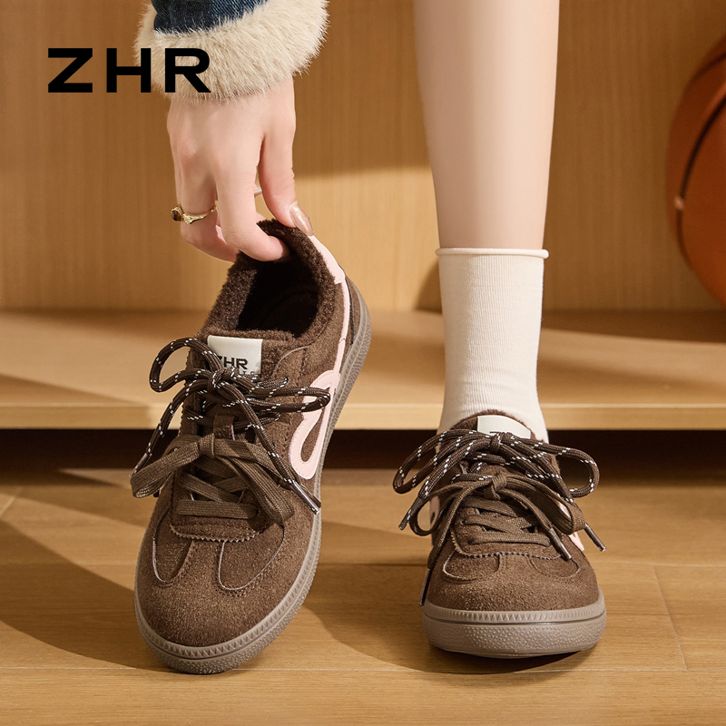 12736718.【ZHR则则】德训鞋圆头系带平底女鞋[仿牛绒+超纤]