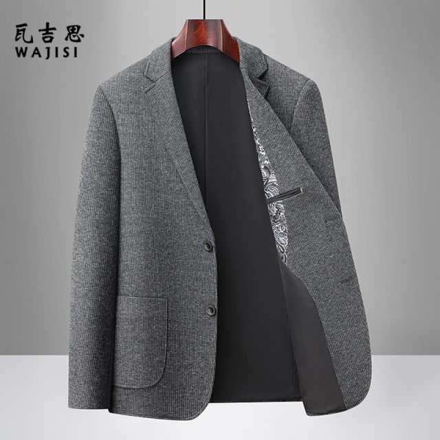 12719962.秋季新款商务休闲男西装单西西服绵羊毛中青年经典百搭男士外套