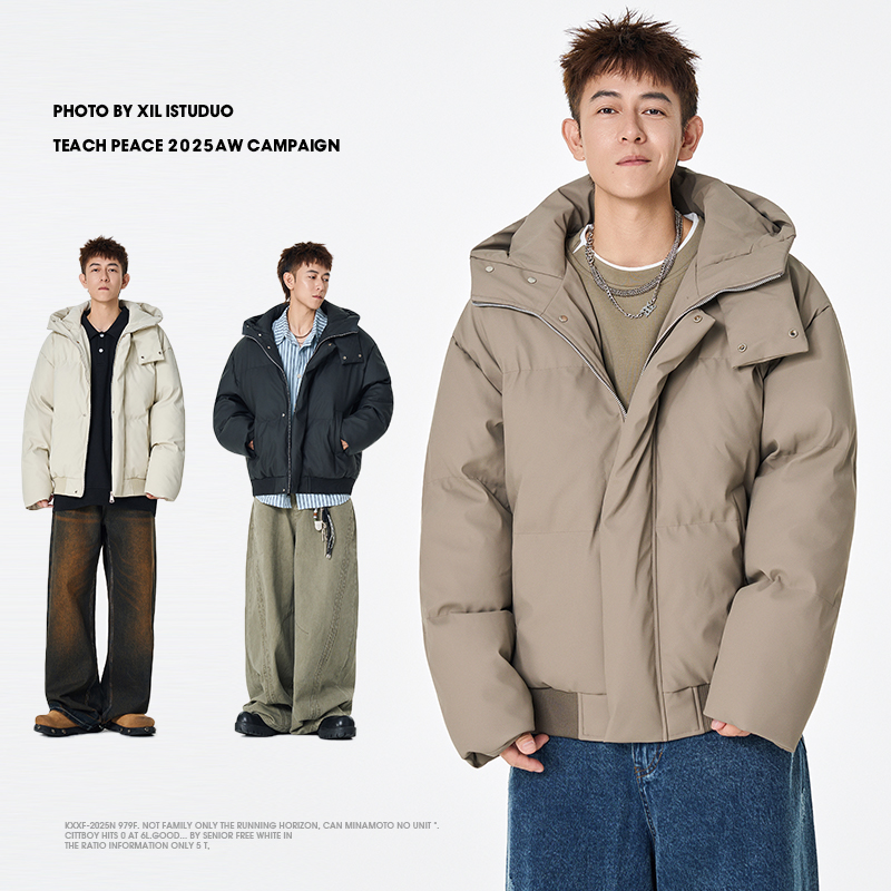 12721966.7-CHAOY秋冬新款男式连帽潮流保暖面包服短款棉衣【7-CHAOY男装QD】