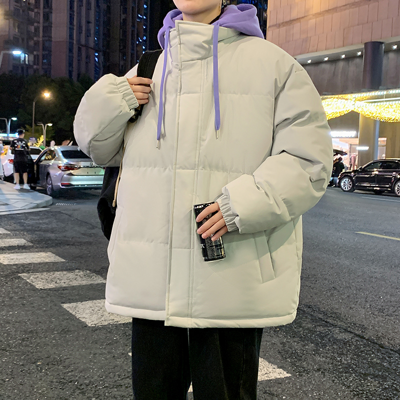 12721954.七玻威秋冬新款男款撞色假两件潮牌宽松百搭情侣款棉服【七玻威男装QD】