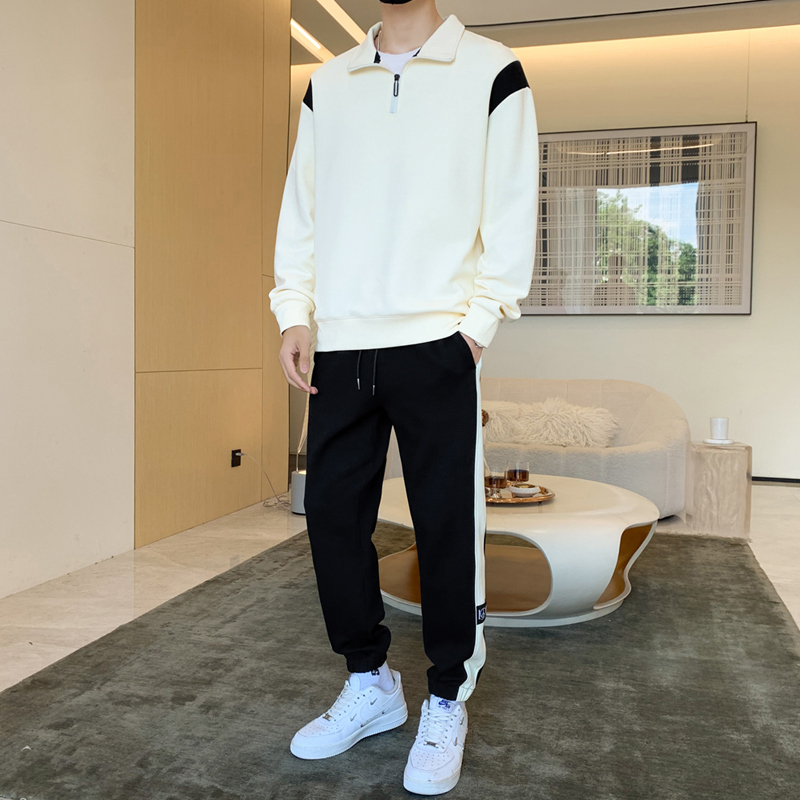 12738140.季婕春秋新款男款潮牌立领时尚休闲套装【季婕男装QD】