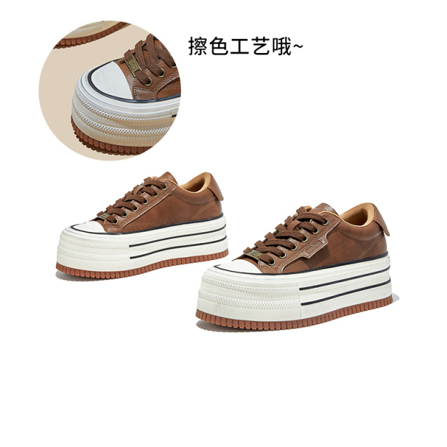 12746709.墨斯本真皮小白鞋女新款厚底松糕增高鞋休闲百搭板鞋复古潮流女款12260