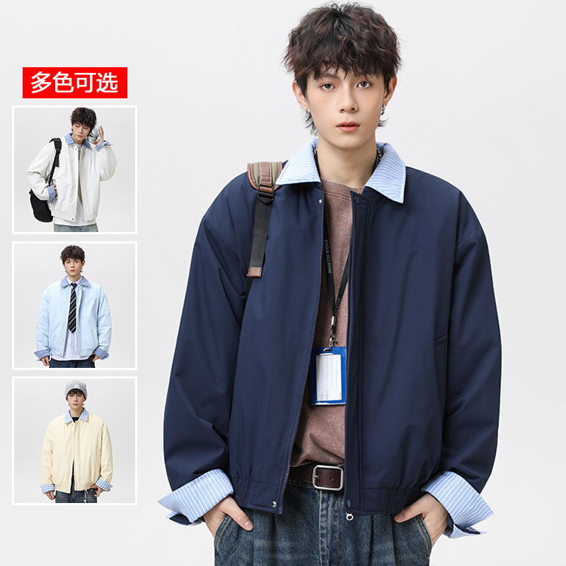 12744519.衣仕梵秋冬新款男式拼接竖条纹简约潮流百搭棉衣【衣仕梵男装QD】