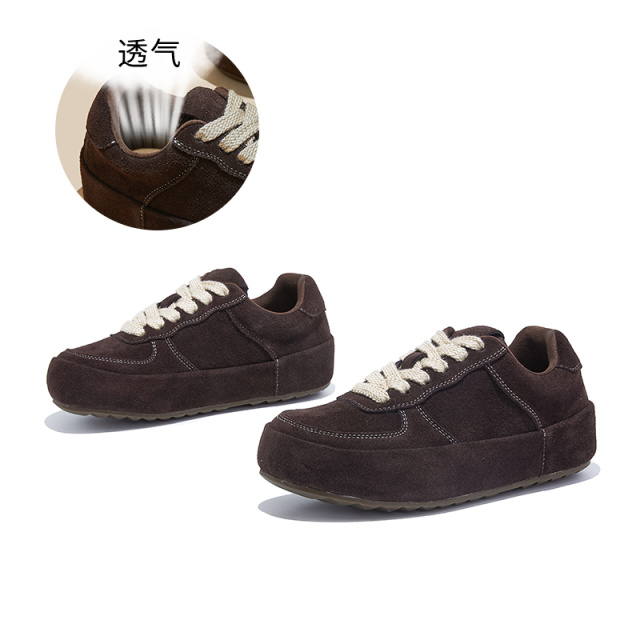 12746710.墨斯本真皮小白鞋美拉德女新款单鞋百搭软底不累脚复古板鞋厚底休闲鞋女款12290