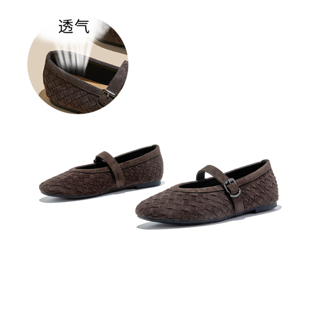 12746693.墨斯本头层羊皮鞋垫时装单鞋新款平底玛丽珍鞋女复古休闲女鞋潮女款12236