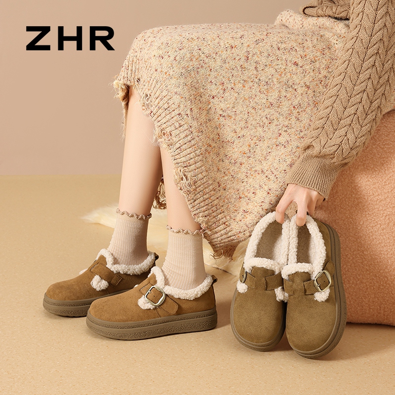 12754841.【ZHR则则】勃肯鞋圆头套脚厚底女鞋[羊京绒]