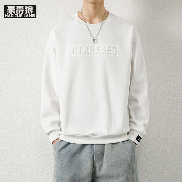 12756383.春秋新款卫衣男美式时尚字母潮牌高街宽松圆领日常休闲百搭打底衫