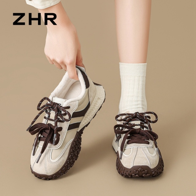12756936.【ZHR则则】阿甘鞋圆头系带厚底女鞋[PU+猪巴戈]