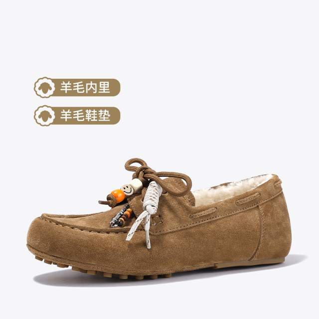 12762988.BellaLily2025冬季新款英伦系时尚保暖乐福鞋百搭勃肯鞋一脚蹬女