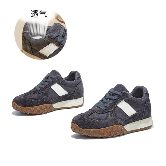 12764032.墨斯本头层牛皮乌拉草猪皮鞋垫德训鞋女新款厚底阿甘鞋运动女鞋女款12299