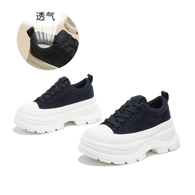12764030.墨斯本发泡底乌拉草猪皮鞋垫小白鞋女新款松糕底板鞋真皮女鞋潮流女款12287