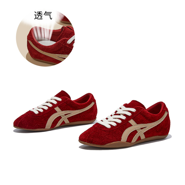 12764246.墨斯本头层牛皮复古阿甘鞋女新款小白鞋运动休闲板鞋舒适德训鞋女款12311
