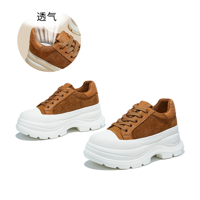 12764029.墨斯本头层牛皮发泡底小白鞋女新款厚底板鞋乌拉草猪皮鞋垫女鞋女款12298
