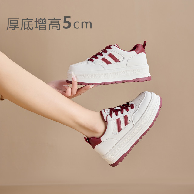 12770807.板鞋小白鞋厚底增高百搭舒适面包鞋女休闲鞋