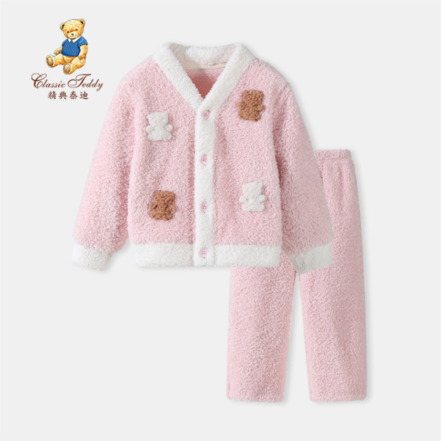 12771550.精典泰迪半边绒家居服套(开衫小熊)