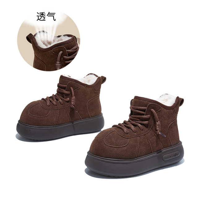 12773514.墨斯本发泡底卡皮巴拉鞋头雪地靴女新款加厚棉鞋保暖复古靴子女款12302