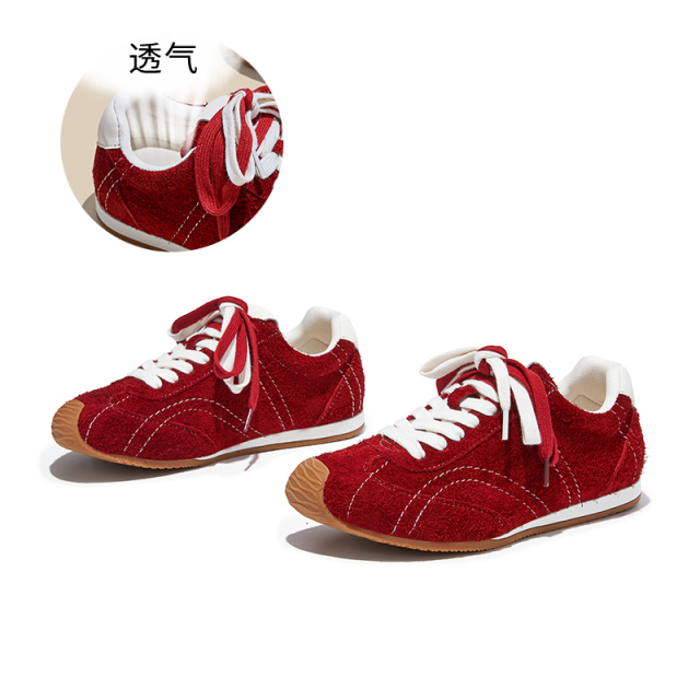 12773707.墨斯本头层牛皮德训鞋新款鞋子女鞋百搭运动阿甘鞋复古休闲鞋潮流女款12316