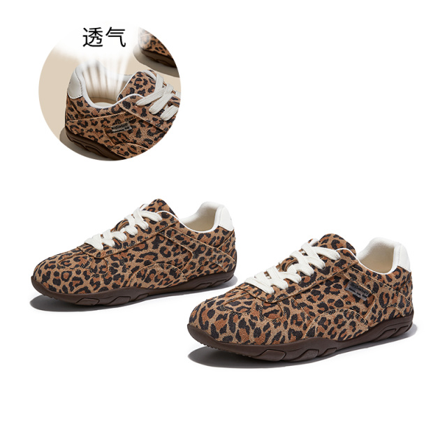 12773516.墨斯本真皮德训鞋女新款平底运动阿甘鞋休闲小白鞋复古百搭女鞋潮流女款12367
