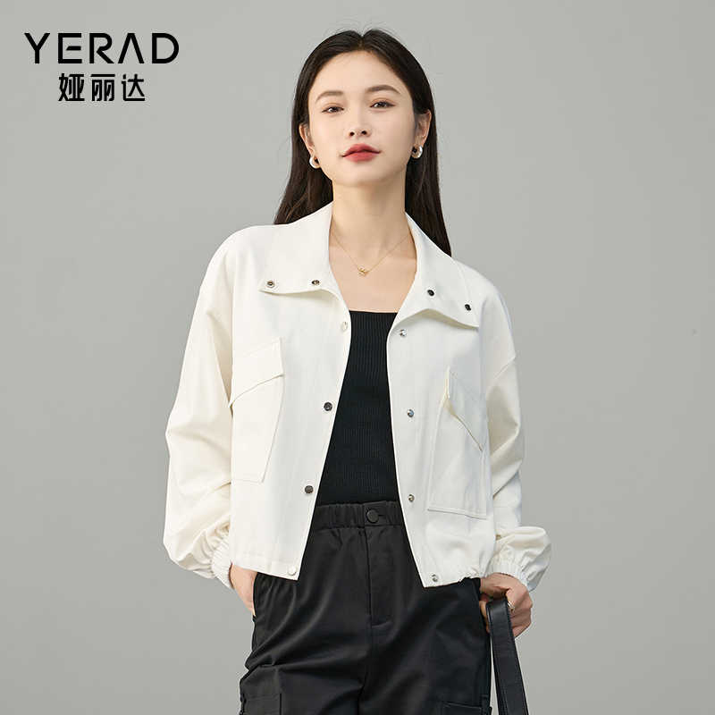 12786943.【娅丽达】户外穿搭工装风短款夹克外套女年宽松小上衣