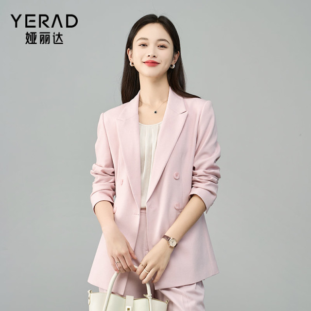 12786990.【娅丽达】宽松气质双排扣西装外套女高级感通勤西服