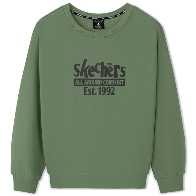 12787510.Skechers斯凯奇卫衣男女同款秋冬季中性款舒适针织套头卫衣